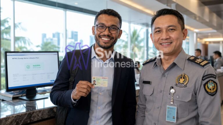 Foreign employee holding an approved C312 Working ITAS and passport, representing an Indonesia Work Permit (2026) guide